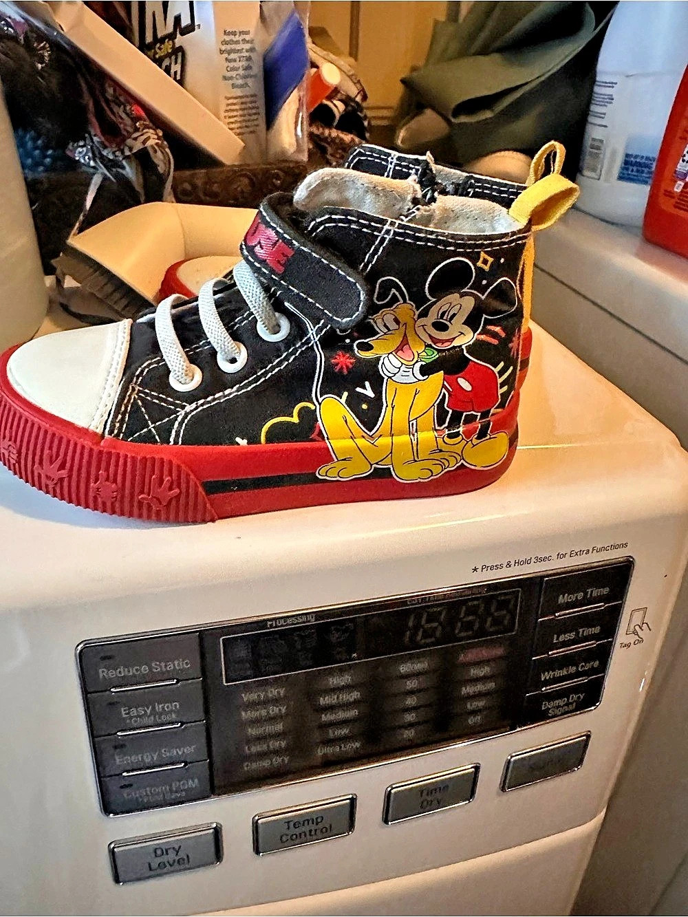 Disney Mickey Mouse & Pluto Toddler High Top Sneakers Black & Red - Picture 2 of 2